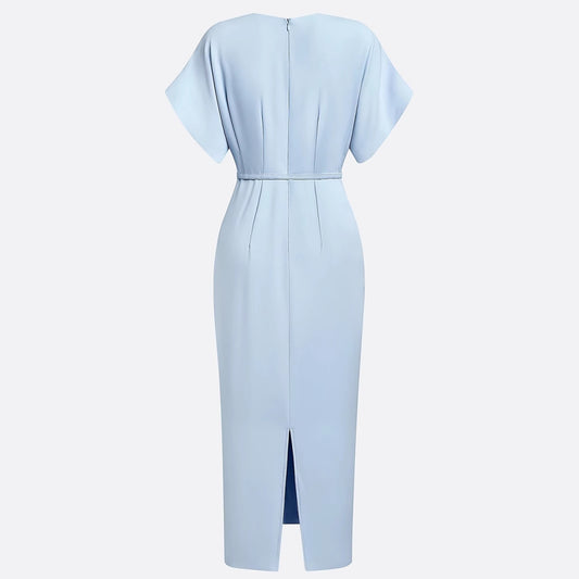 Elegant Light Blue Classic Slim Fit Mid-length Dresses