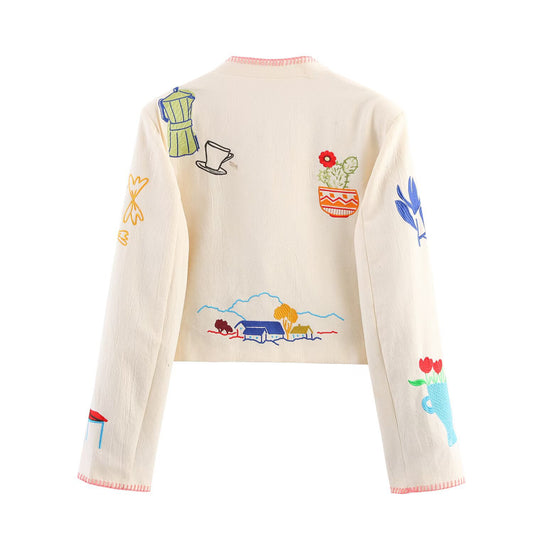 Retro Art Casual Style Round Neck Jackets