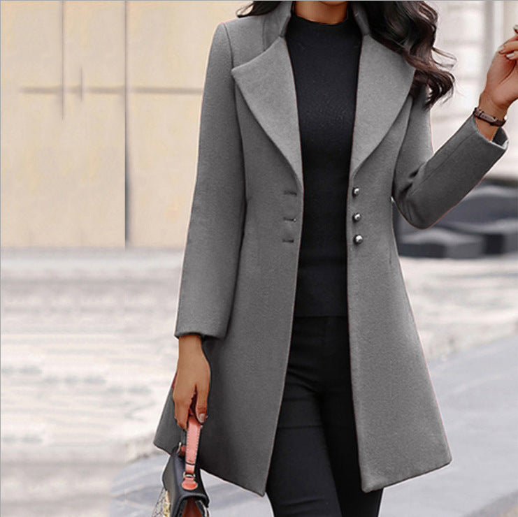 Women's Long Lapel Slimming Solid Color Slim Coats