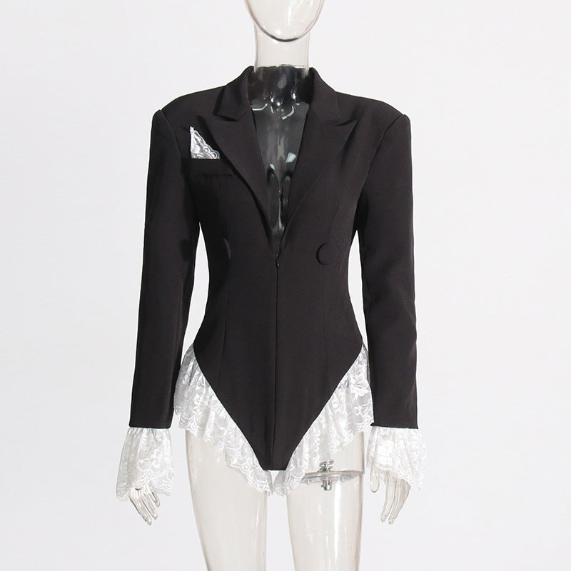 Women's Autumn Elegant Detachable Collar Slim Lace Women's Jumpsuit/clothing