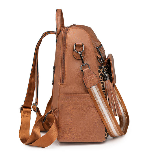 Women's Winter Vintage Leopard Print Fashion Large Backpacks