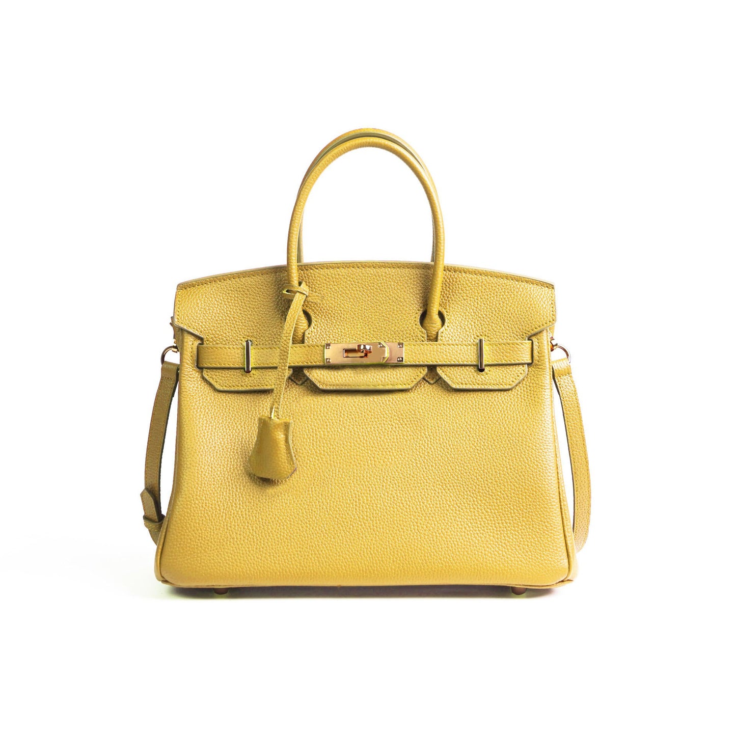 Capacity Lychee Pattern First Layer Cowhide Kelly Handbags