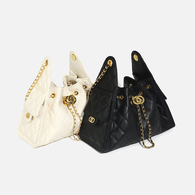 Style Drawstring Diamond Chain Large Capacity Bags