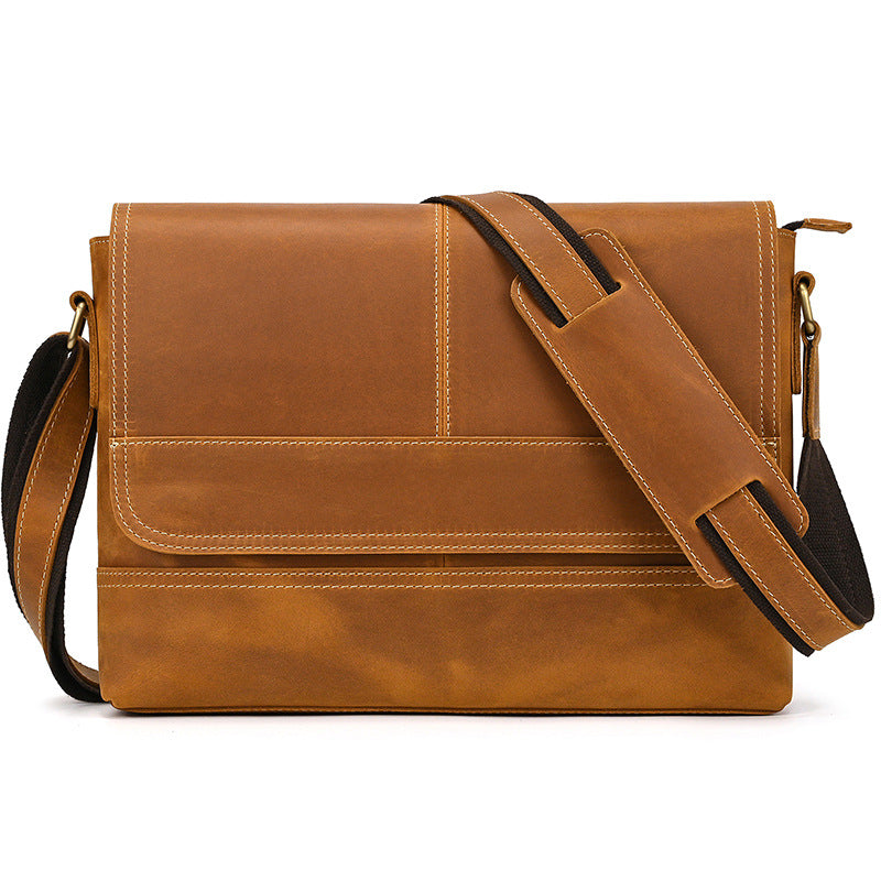 Men's Leather Crazy Horse First Layer Cowhide Men's Shoulder Bags