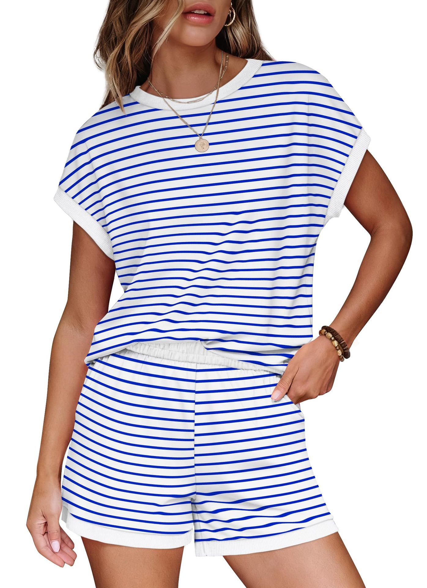 Women's Summer Round Neck Loose Pajamas Fashion Casual Suit