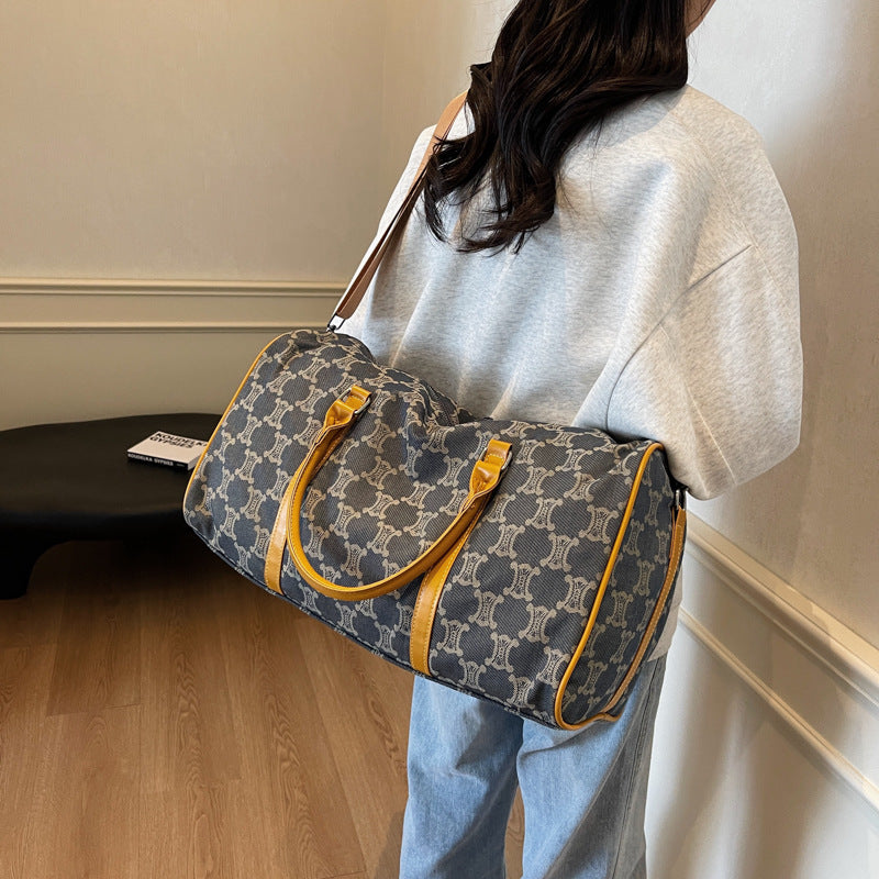 Denim With Leather Early Spring Fitness Travel Bags