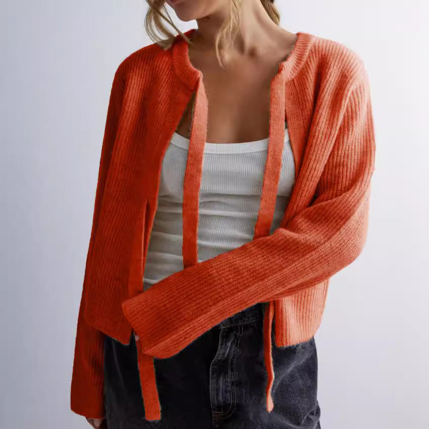 Women's Classy Pure Color Tied Loose Sweaters