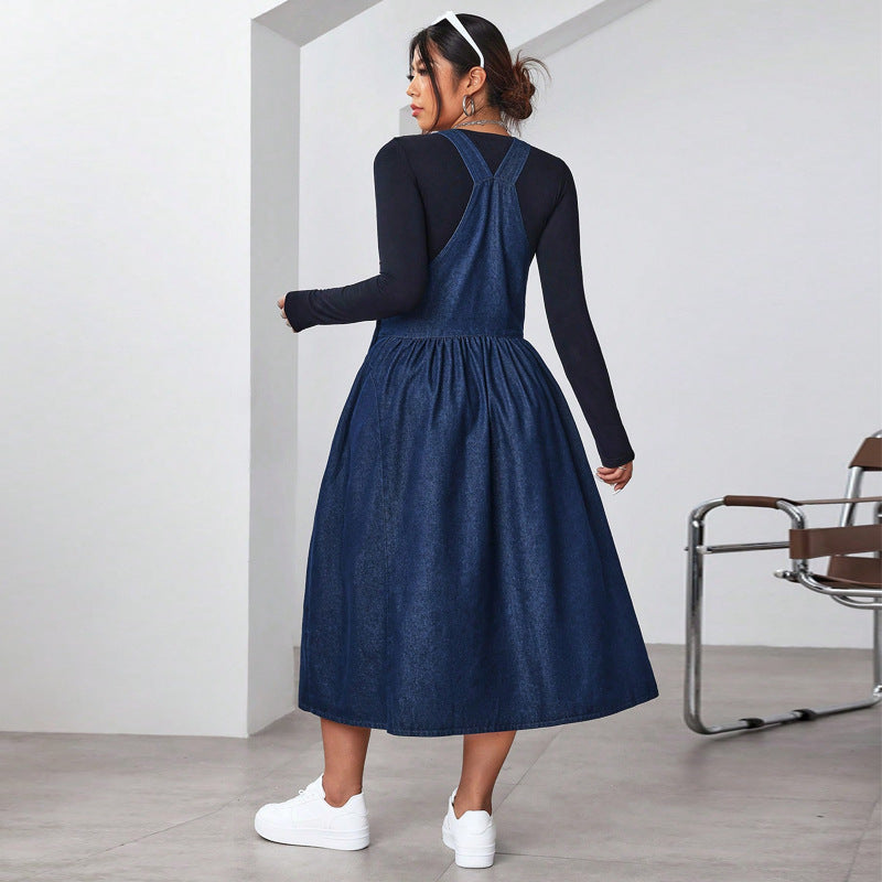 Women's Versatile Slimming Large Hem Suspender Dresses