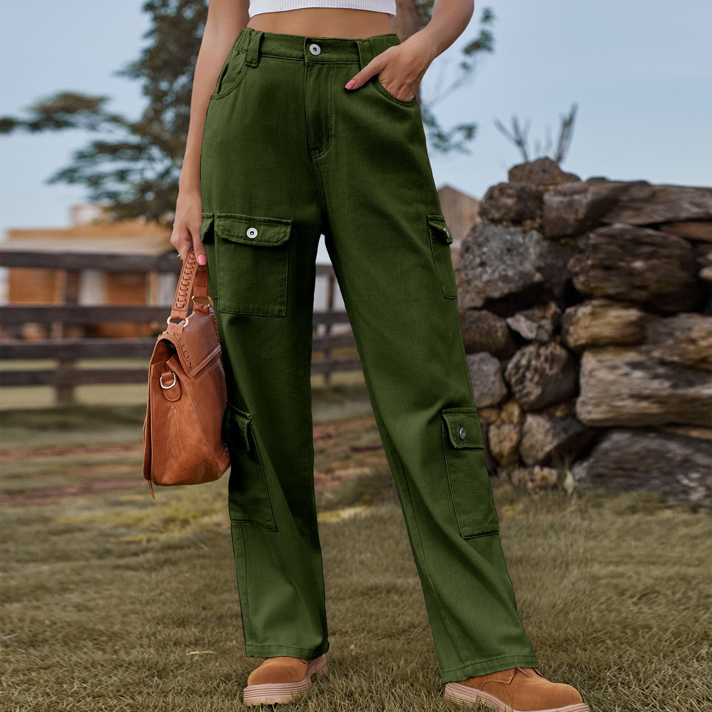 Women's American Hot Washed Half Elastic Design Jeans