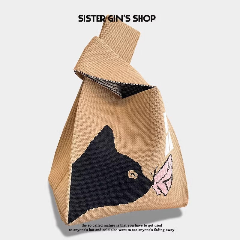 Women's Cute Cartoon Style Knitted Woven Holiday Handbags