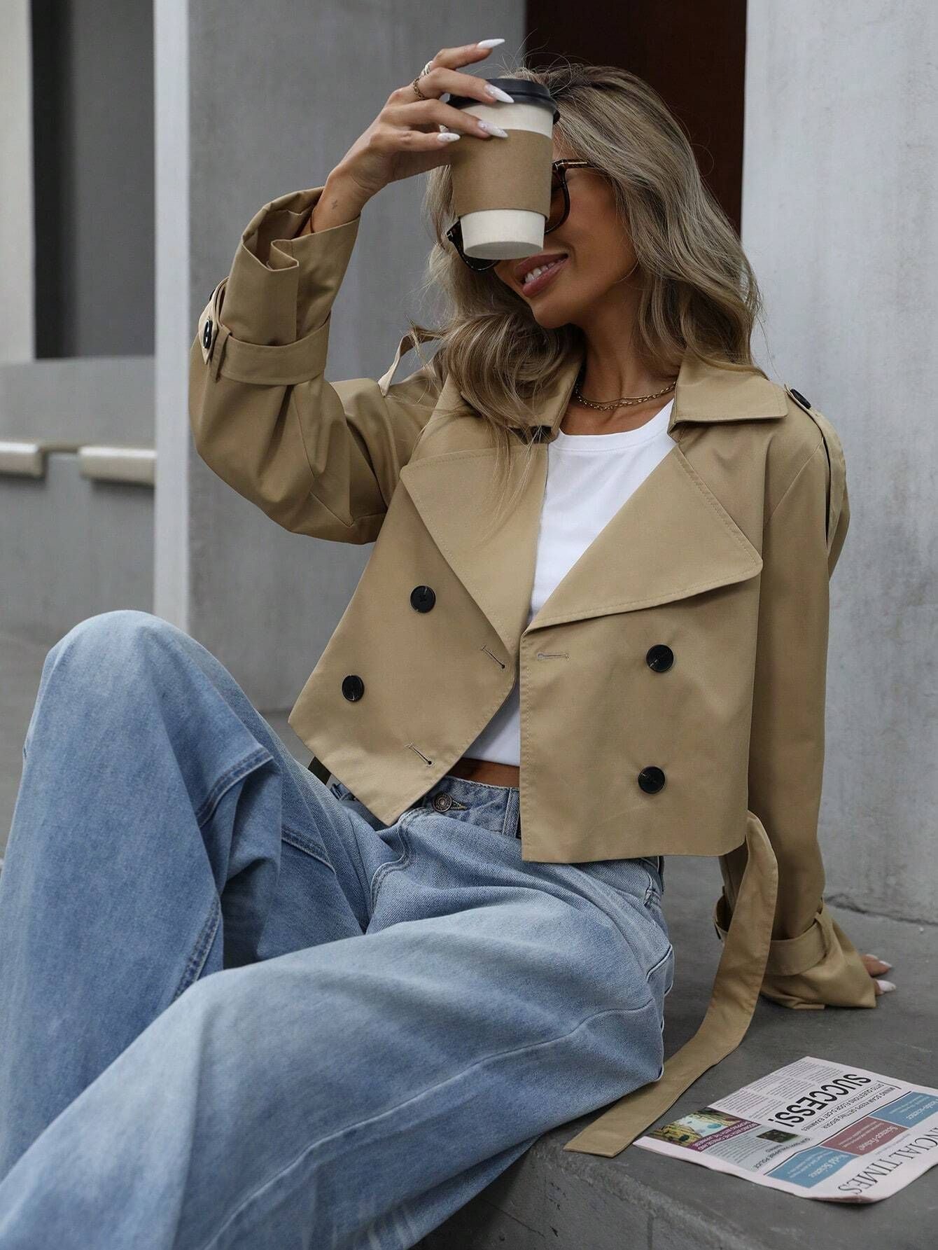 Women's Pretty Casual Elegant High-grade Double-breasted Jackets