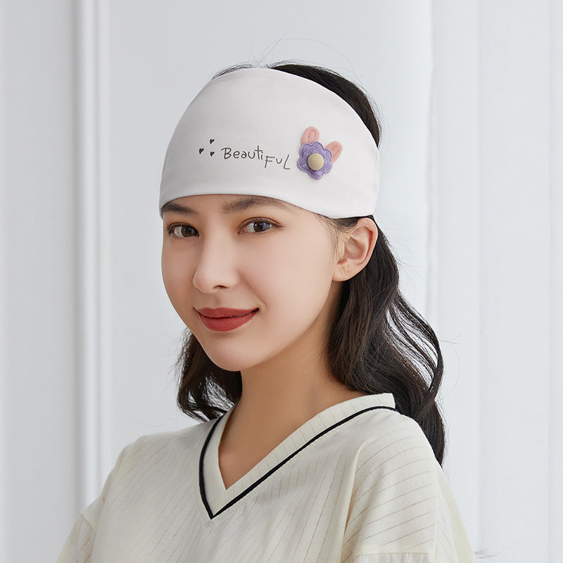 Women's Cotton Cartoon Flower Bear Confinement Headscarf Bags