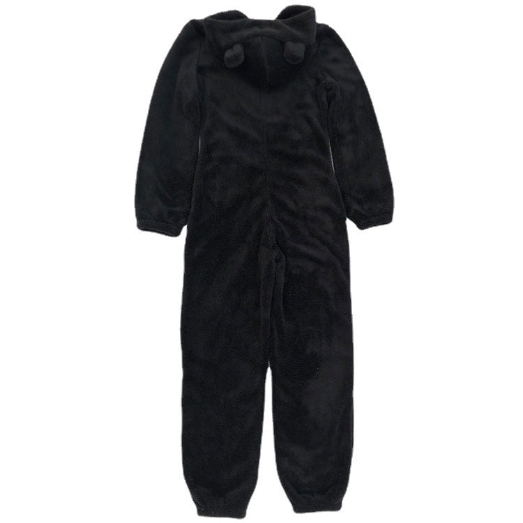 Fleece-lined Thickened Furry Hooded Pajamas Fashion Suits