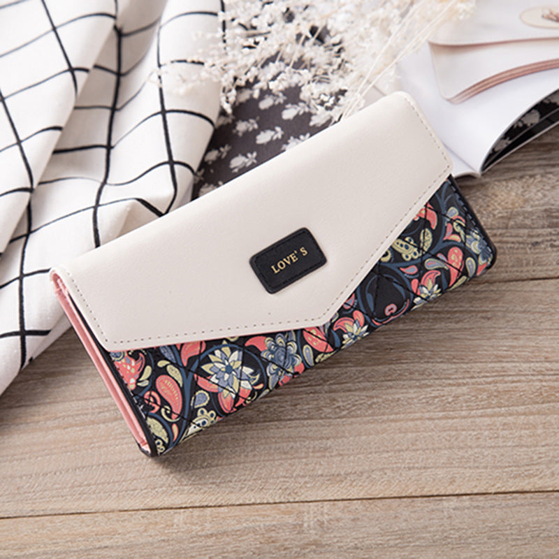 Women's Idyllic Floral Rhombus Contrast Color Envelope Coin Purses