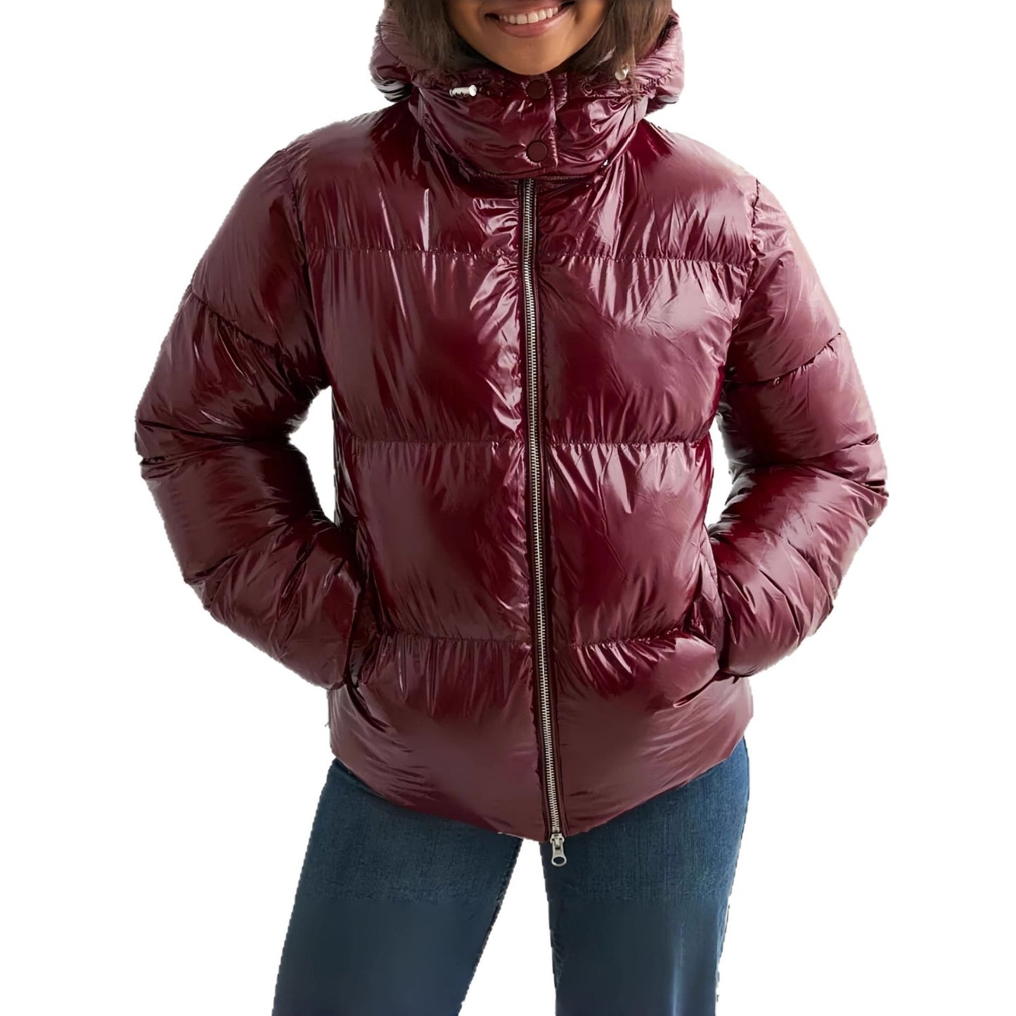 Women's Hooded Cotton Winter Casual Glossy Clothes Coats