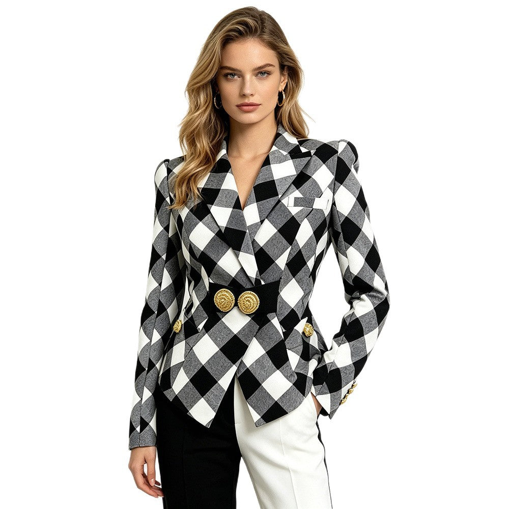 Early Autumn Fashion Large Metal Buckle Black Suits
