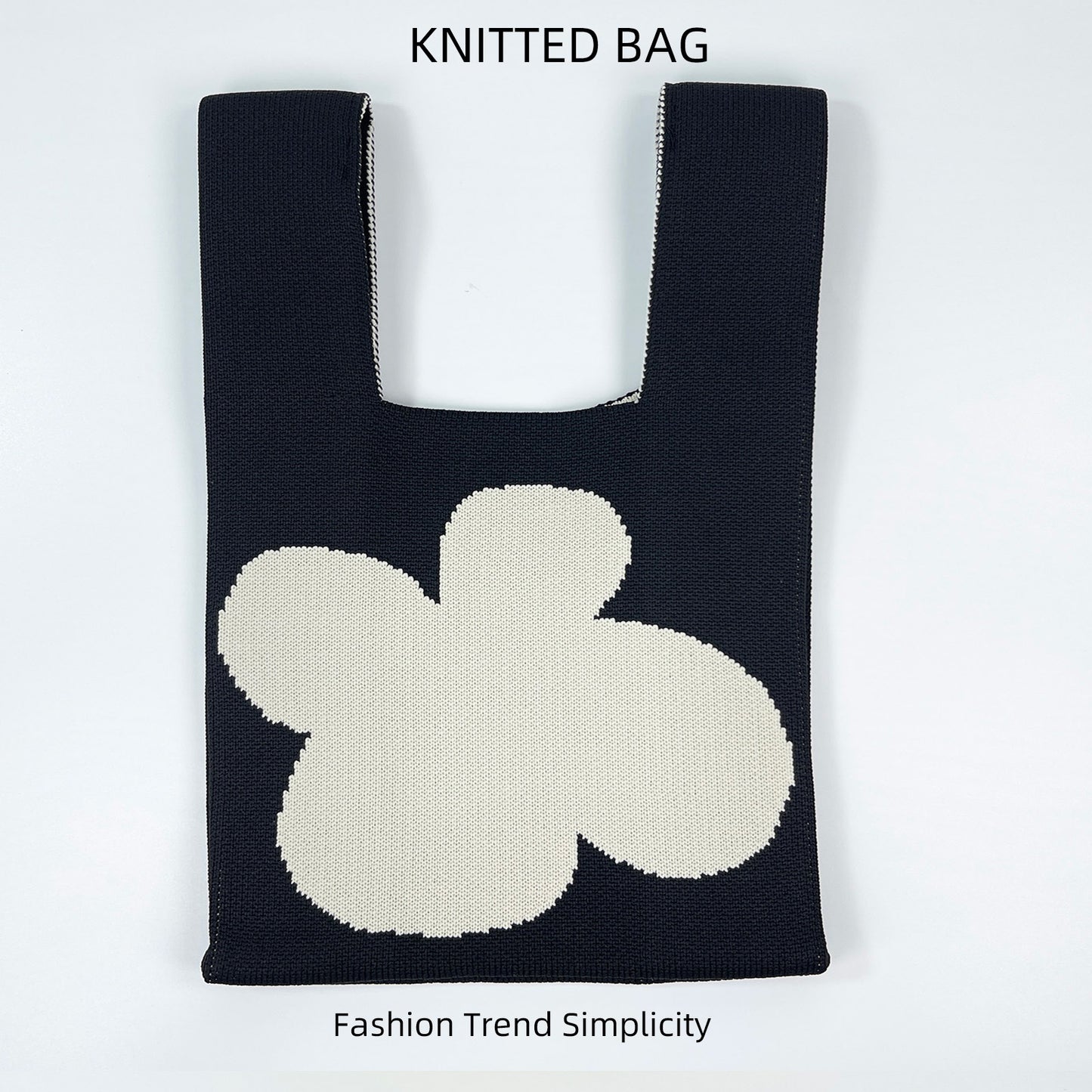 Women's Flower Knitted Large Capacity Totes Wrist Handbags