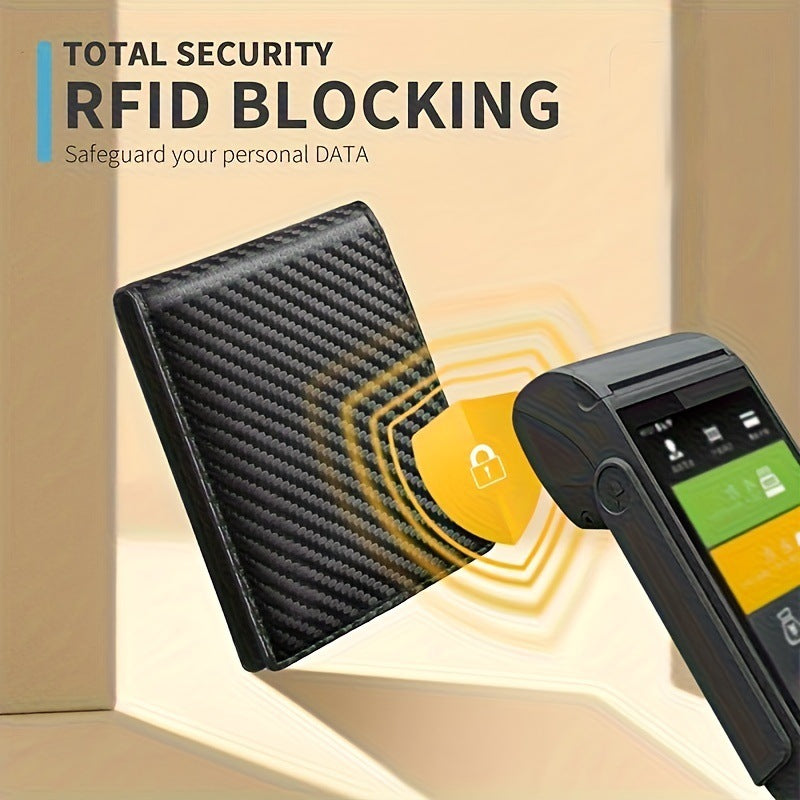 Men's Trifold Multiple Slots Short Carbon Fiber Card Holder