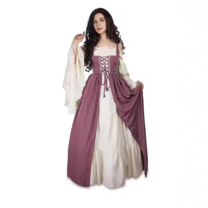 Women's Halloween Retro Court Two-piece Dress Medieval Dresses