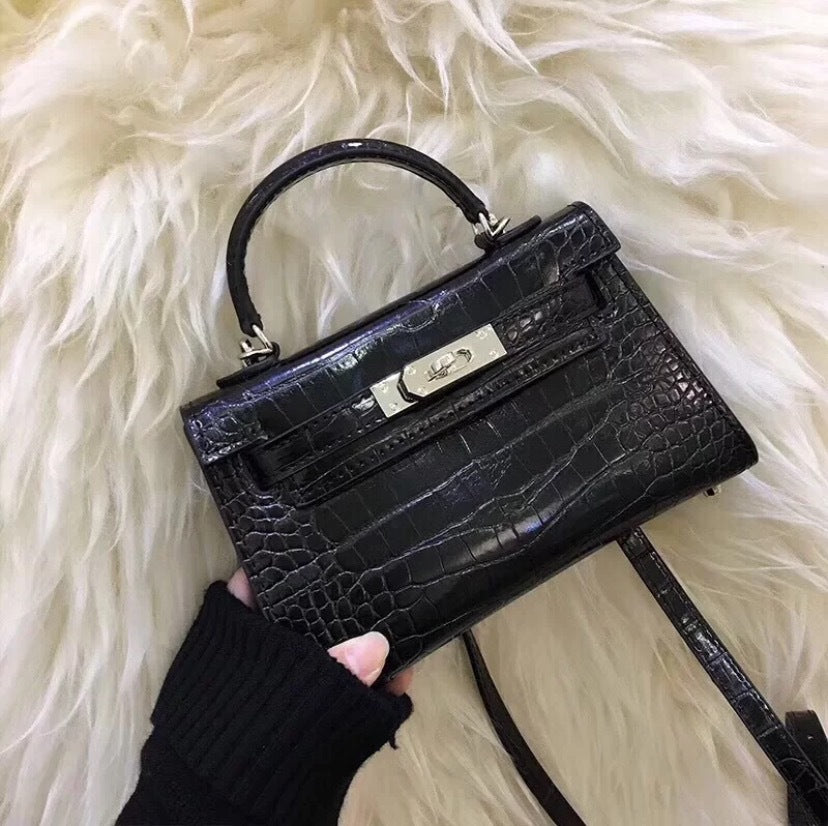 Women's Genuine Leather Crocodile Pattern Cowhide Bags