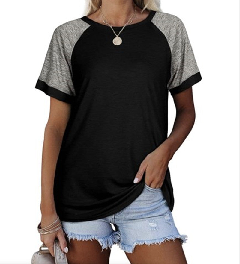 Charming Women's Round Neck Multicolor Sleeve Tops