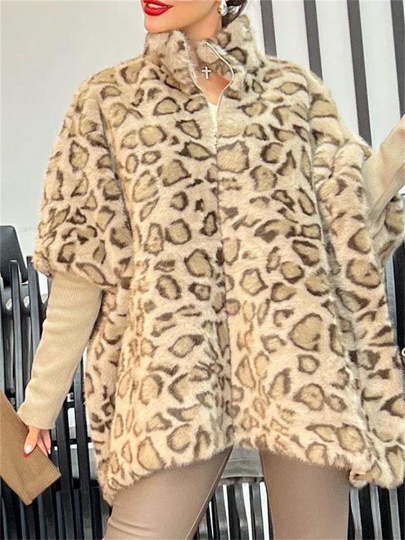 Women's Leopard Print Imitation Fur Winter Slimming Coats