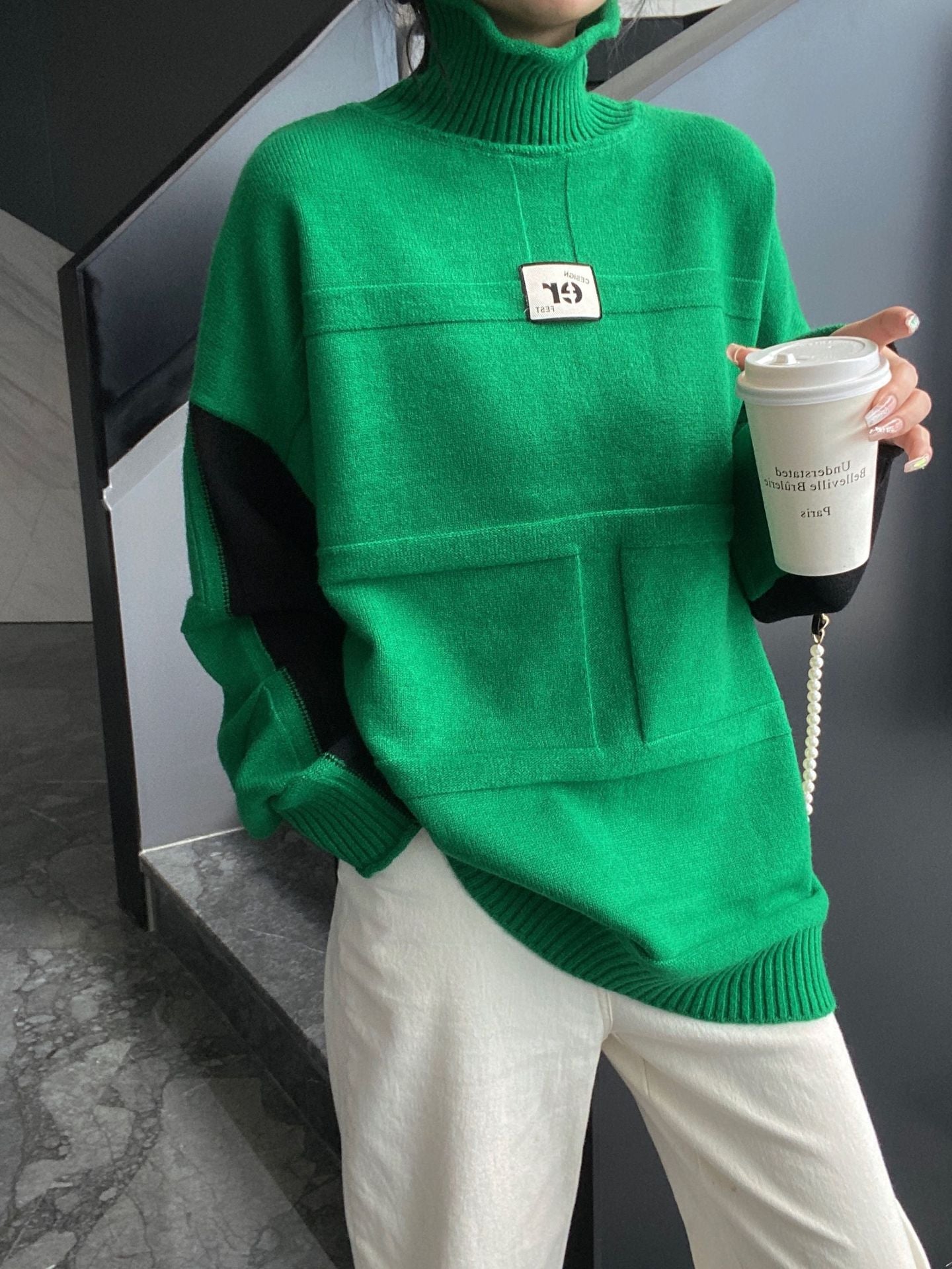 Pullover Loose Two-sided Wear Idle Style Large Version Outer Sweaters