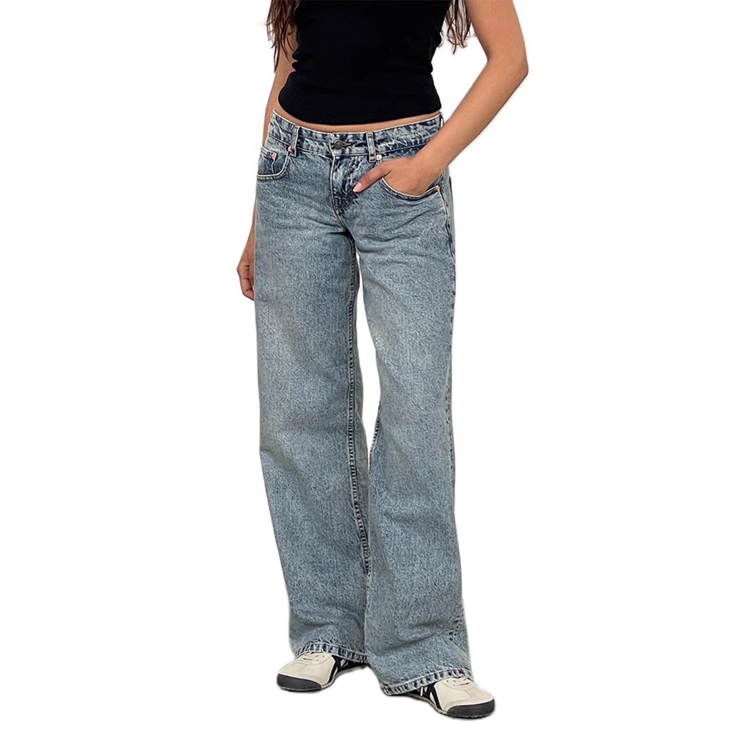 Women's High Quality Straight Slightly Flared Denim Jeans