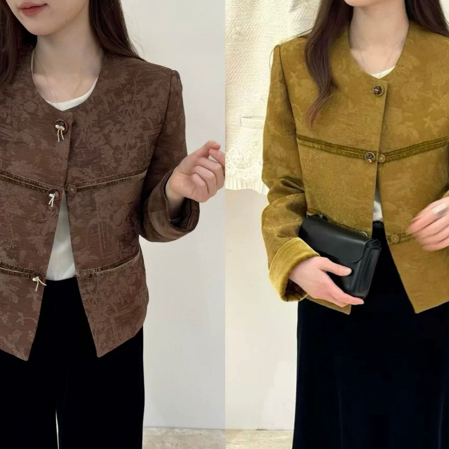 Wool Rayon Chinese Style Jacquard Veet Vests