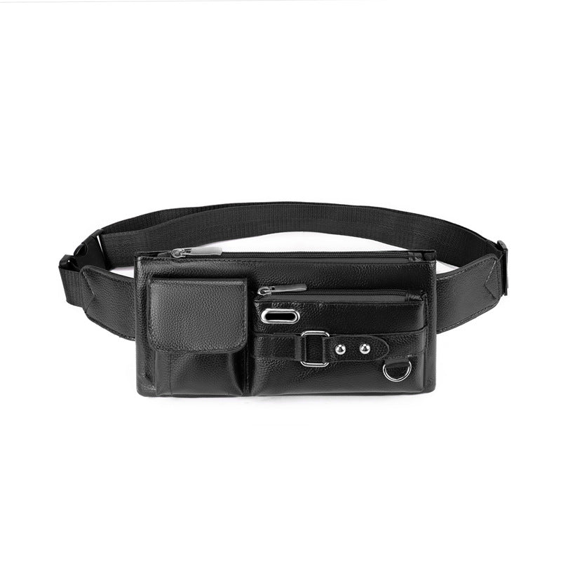 Men's Stylish Leather Korean Simple Black Men's Waist Packs