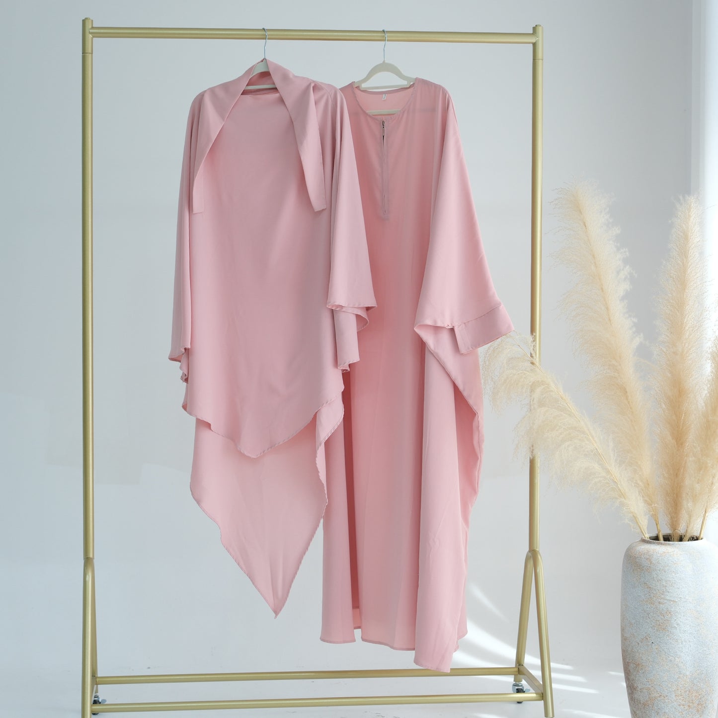 Swing Solid Color Batwing Sleeve Robe Dresses