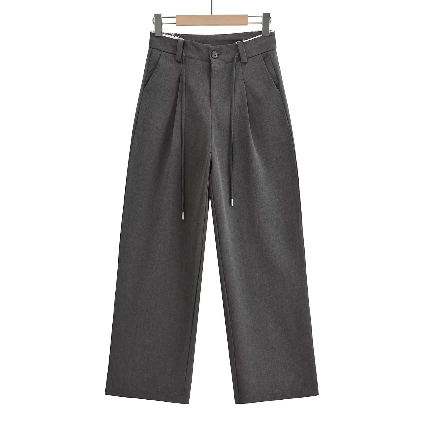 Women's High Waist Mopping Rough Edges Long Pants