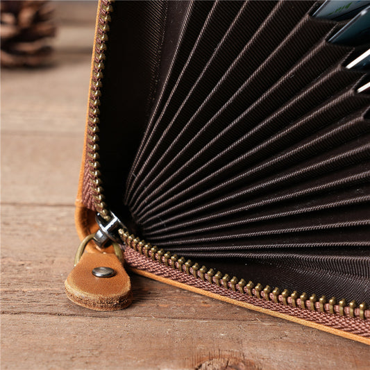 Men's Leather License Expanding First Layer Cowhide Card Holder