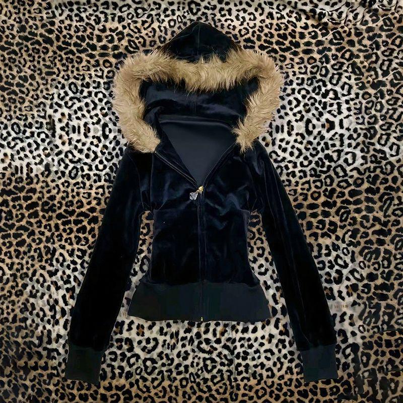 Women's Street Style Design Punk Zipper Plush Coats