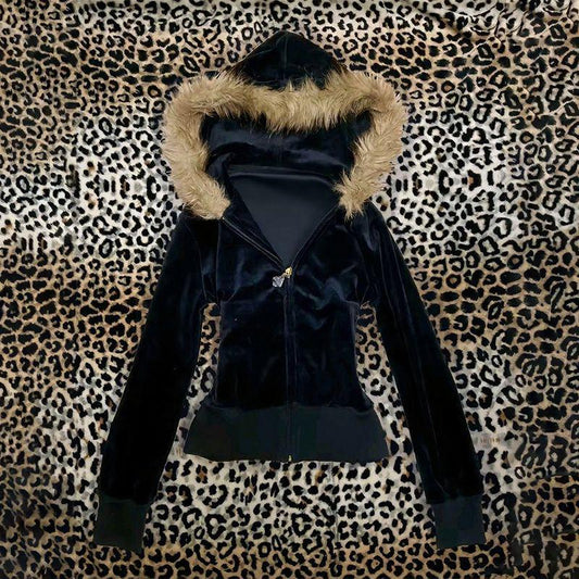 Women's Street Style Design Punk Zipper Plush Coats
