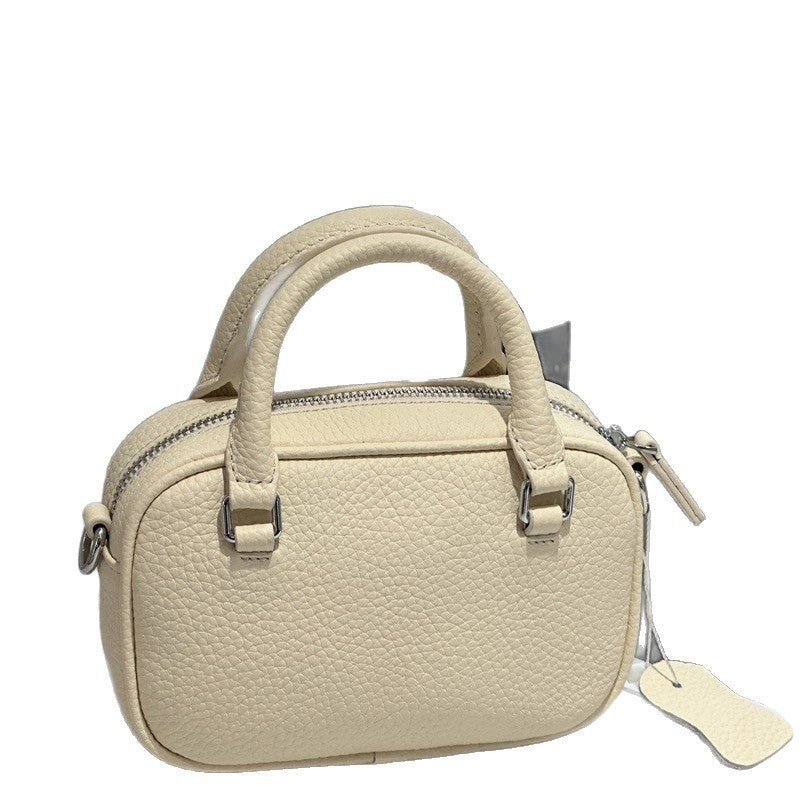 Women's First Layer Cowhide Bowling Boston Leather Crossbody Bags