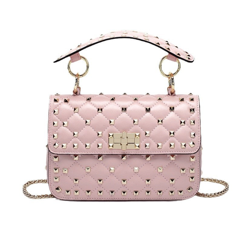 Women's Leather Rhombus Chain Rivet Portable Bags