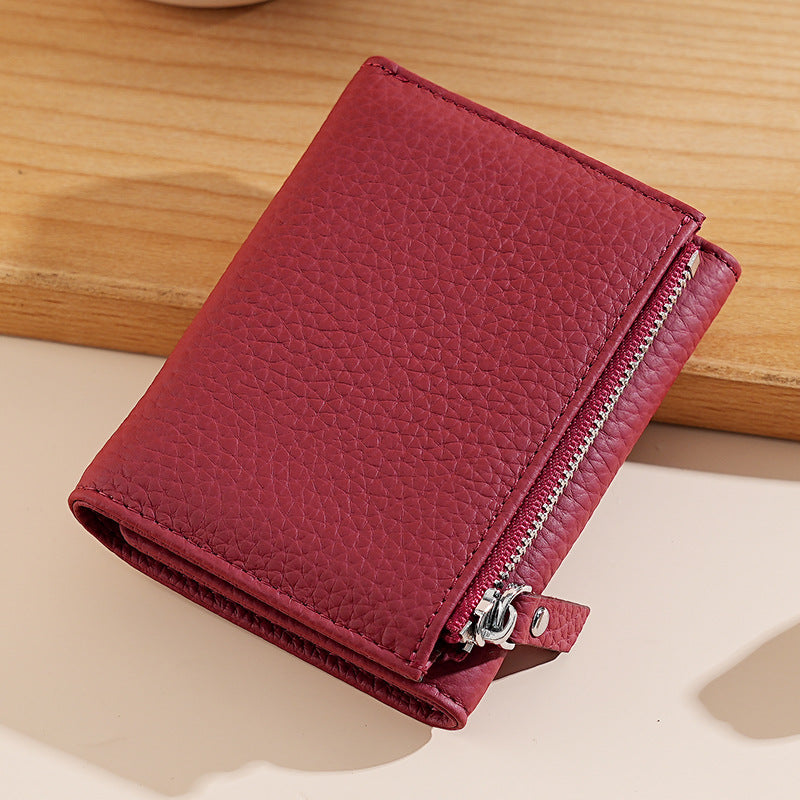 Women's Genuine Leather Integrated Multifunctional Cowhide Zipper Bags