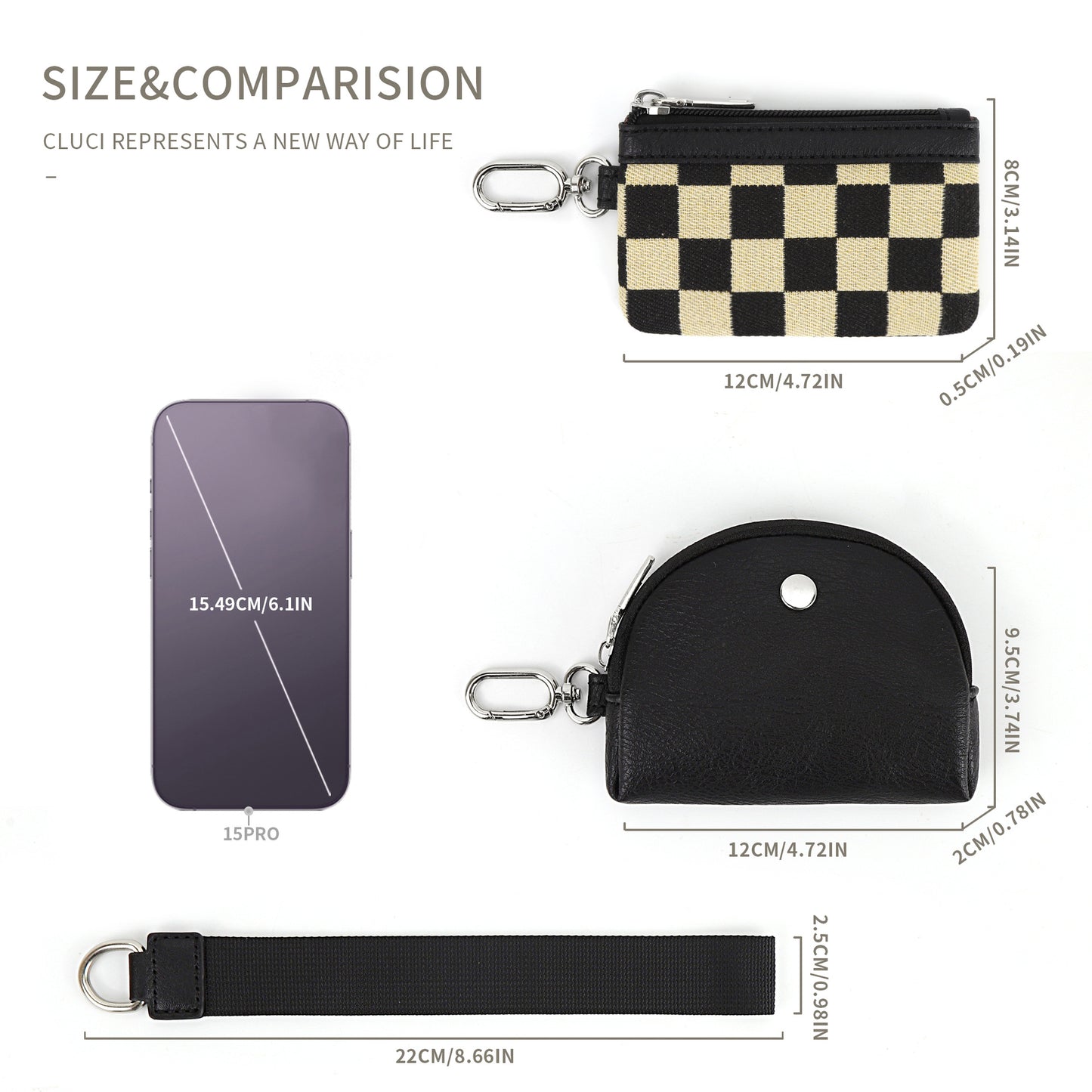 Women's Fashion Chessboard Wrist Portable Simple Mini Card Holder