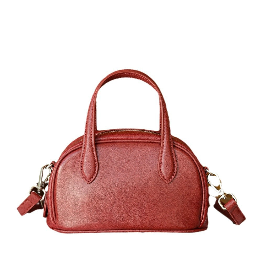 Women's Vegetable Tanning Boston Bowling Niche Crossbody Bags