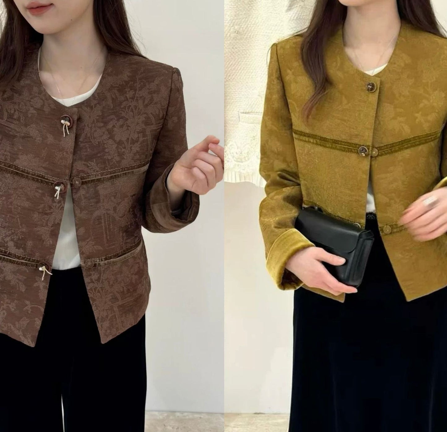 Wool Rayon Chinese Style Jacquard Veet Vests
