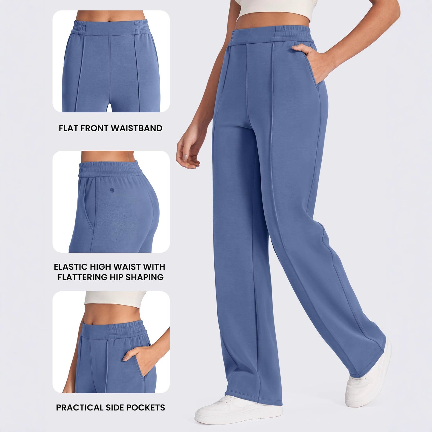 Women's Elastic High Waist Black Straight With Pants