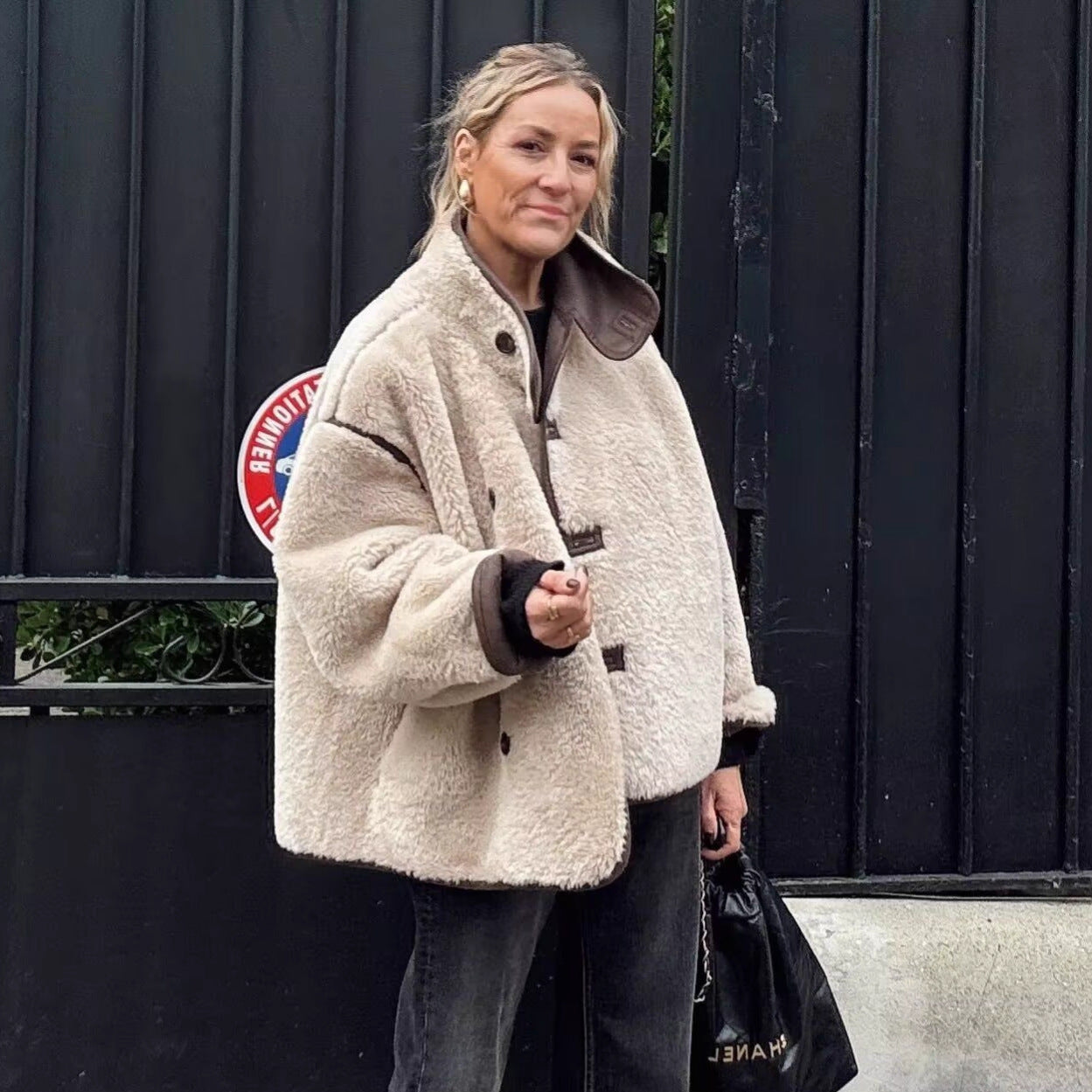 Women's Slouchy Fashion Fur Integrated Woolen Jackets