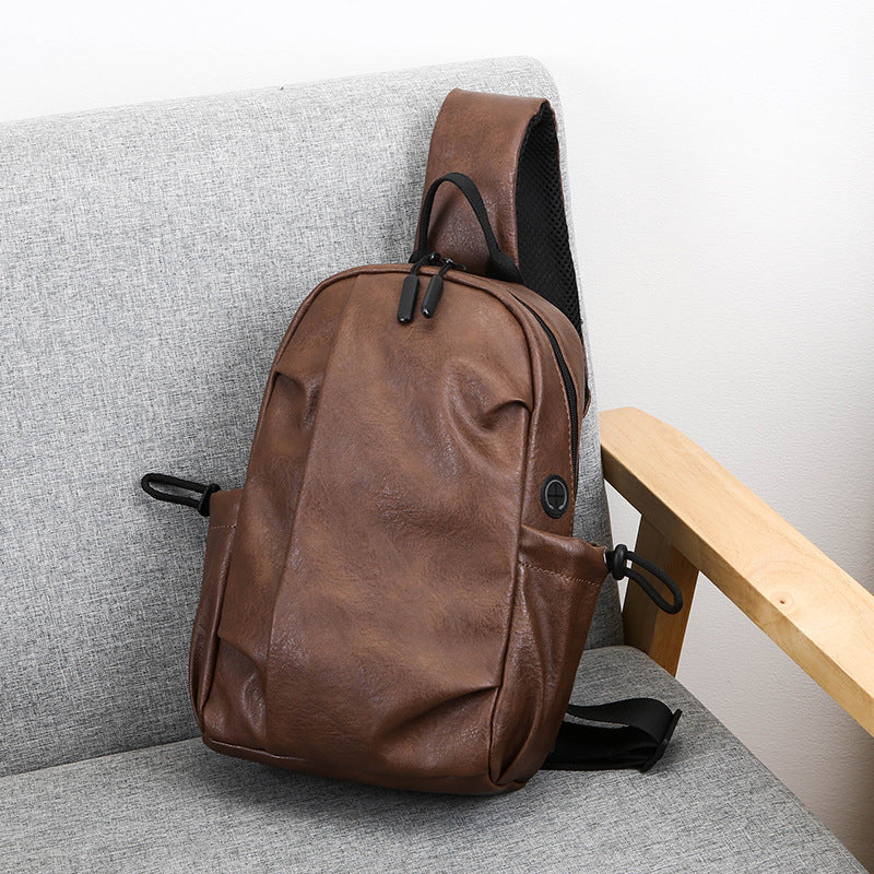 Men's Retro Trendy Waterproof Large Capacity Flat Men's Chest Bags