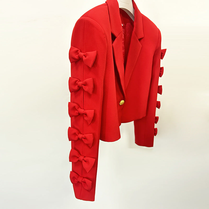 Beautiful Charming Light Luxury Bow Design Blazers