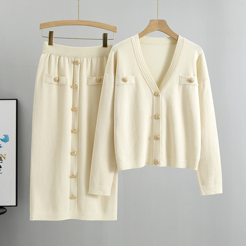 Women's Classic Style Sheath Two-piece Set Knitting Fashion Casual Suit