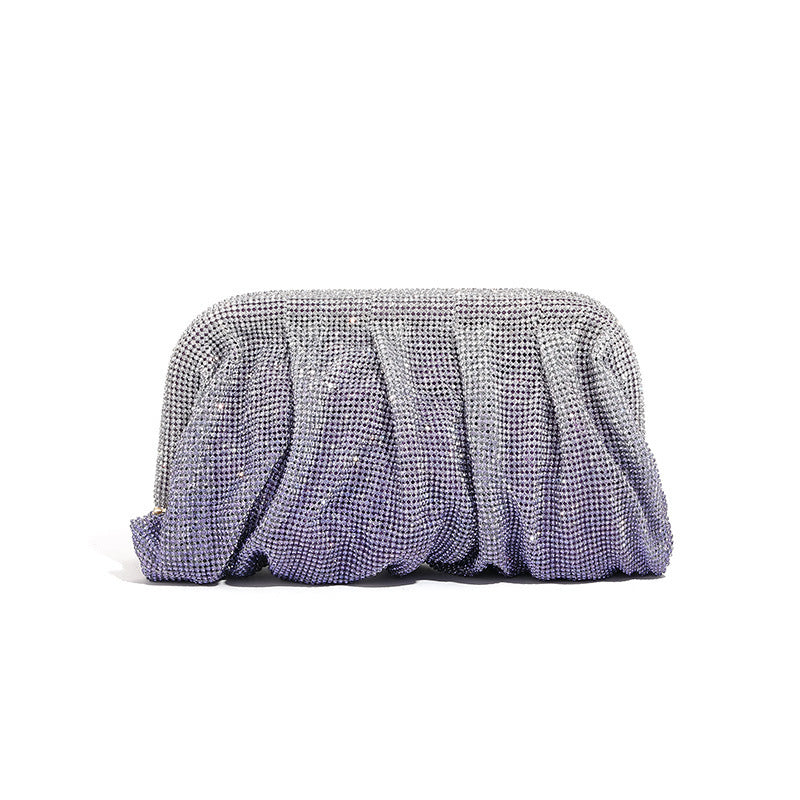 Women's Clouds Clip Pleated Clutch Diamond High-grade Evening Bags