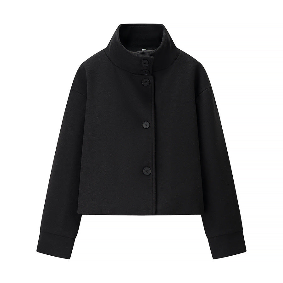 Women's Long Sleeve Solid Color Single-breasted Woolen Coats