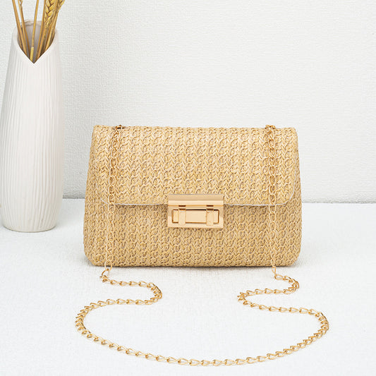 Women's Fashion Korean Style Trendy Straw Closed Crossbody Bags