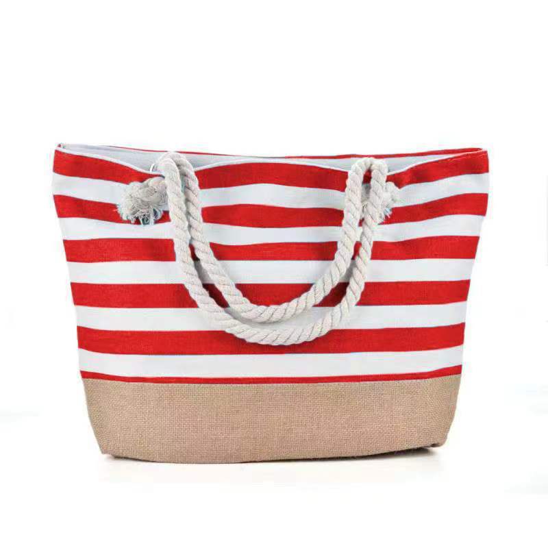 Women's Underarm Large Capacity Canvas Striped Beach Tote Bags
